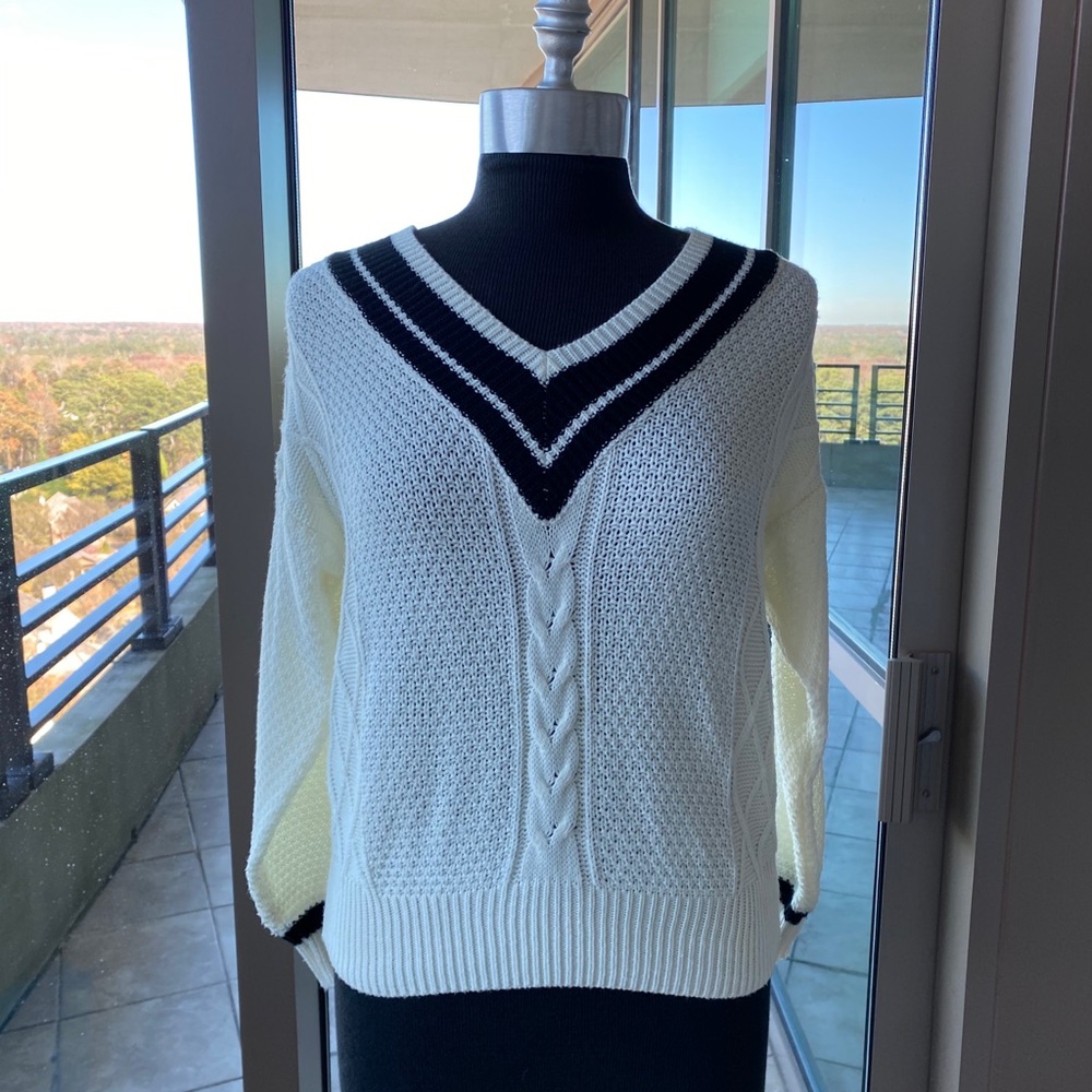 VARSITY STYLE- V NECK SWEATER- SMALL*